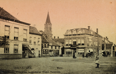 7814 Terneuzen. Markt. Gezicht op de Markt te Terneuzen met links hotel De Commerce en rechts het hotel-café en ...