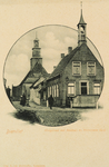 8131 Biervliet Hoogstraat met Stadhuis en Hervormde Kerk. Gezicht op het gemeentehuis en de Ned. Herv. kerk aan de ...