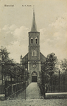 8136 Biervliet R. K. Kerk. Gezicht op de R.K. kerk en de dreef met toegangshek te Biervliet