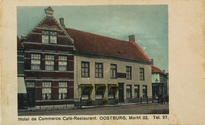 8436 Hotel de Commerce. Café-Restaurant. Oostburg, Markt 23. Tel. 27. De Markt te Oostburg met het ...