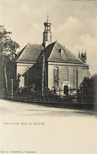 8519 Hervormde Kerk te Sluis. Gezicht op de Ned. Herv. kerk te Sluis