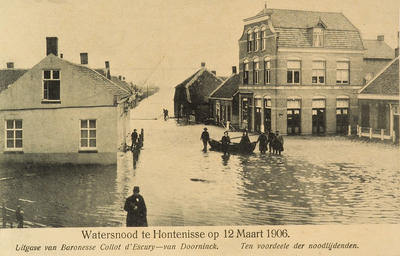 8932 Watersnood te Hontenisse op 12 Maart 1906. Gezicht op het overstroomde Hontenisse