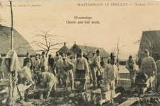 8941 Watersnood in Zeeland - Maart 1906. Hontenisse Genie aan het werk. Gezicht op de genietroepen die na de ...