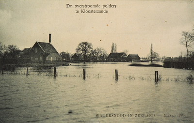 8960 De overstroomde polders te Kloosterzande Watersnood in Zeeland - Maart 1906. Gezicht op een overstroomde polder in ...