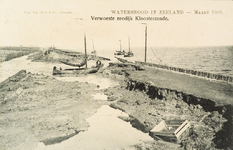 8980 Verwoeste zeedijk Kloosterzande. Watersnood in Zeeland - Maart 1906. Gezicht op de doorgebroken zeedijk bij ...