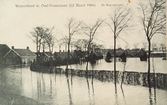 9009 Watervloed te Oud-Vossemeer (12 Maart 1906) De Begraafplaats. Gezicht op de overstromingen in Oud-Vossemeer