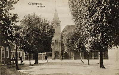 9781 Colijnsplaat Kerkplein. Gezicht op de Nederlandse Hervormde kerk te Colijnsplaat vanaf de Voorstraat