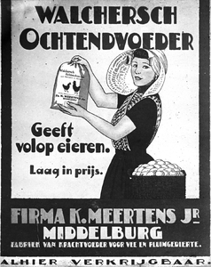 224-13 Reclametekst van de pluimveevoederfabriek van de firma K. Meertens te Middelburg