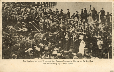 244-55 De Boeren-generaals Botha en De La Rey uit Zuid-Afrika op bezoek in Middelburg tijdens de rijtoer tussen het ...