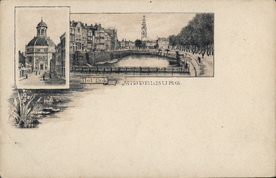 320-11 Middelburg. De Oostkerk en het Dok te Middelburg