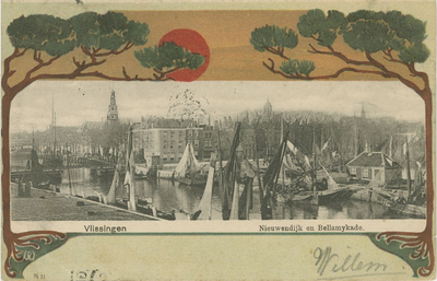 455-103 Vlissingen Nieuwendijk en Bellamykade.. Vissersschepen aan de Bellamykade te Vlissingen