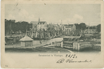 455-113 Garnalenvloot te Vlissingen.. Gezicht op de vissersvloot in de vissershaven te Vlissingen