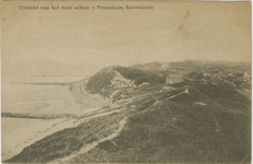 455-1179 Uitzicht van het duin achter 't Vroonhuis, Zoutelande. Gezicht op Zoutelande en de zee vanaf het duin achter ...