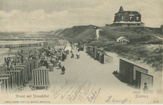 455-547 Strand met Strandhôtel Domburg. Gezicht op het strand te Domburg met in de duinen het Strandhotel