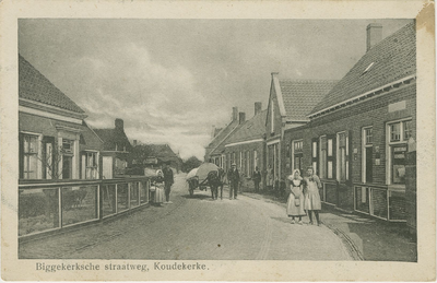 455-663 Biggekerksche straatweg, Koudekerke.. Gezicht op de Biggekerksestraatweg te Koudekerke