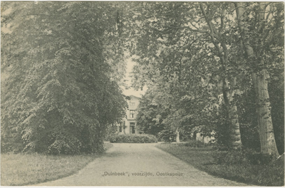 455-767 Duinbeek , voorzijde, Oostkapelle. De oprijlaan van villa Duinbeek bij Oostkapelle