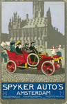 478 Reclameplaat voorstellende een Spyker auto op de Markt te Middelburg