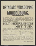831 Affiche betreffende de openbare verkoop van een herenhuis met tuin, aan het Hofplein wijk E nummer 1d (kadastraal ...