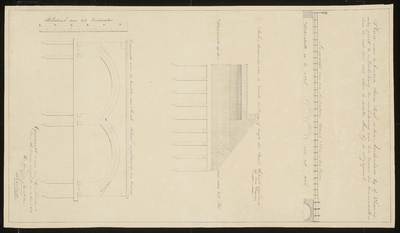 2417 1830. Plan van eene steenen heul en plan van eene houten heul, te bouwen in den aarden dam bij de Vlissingsche ...