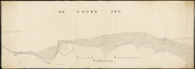 2446 1831. Kaart van de zeewerken, het strand en duin aan de Westwatering van peilraai 28 tot 46, 1:2000, door (den ...