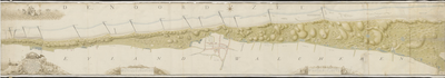 2519 (c. 1793.). Kaart van het Noorderstrand van Paspoortshoofd tot het wachthuis bij Oostkapelle, met de hoofden, ...
