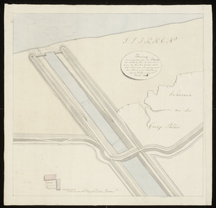 2631 (c. 1817.) (Kopieën.). Kaart van het terrein, waardoor de nieuwe haven van Middelburg is gegraven, waarvan de ...