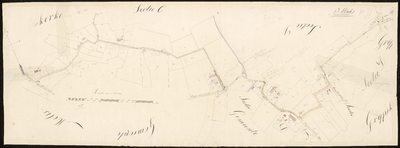 2672 (c. 1843.) Met latere bijwerkingen. 3 bladen. Kaart van den zandweg van Grijpskerke naar Meliskerke met het aan ...