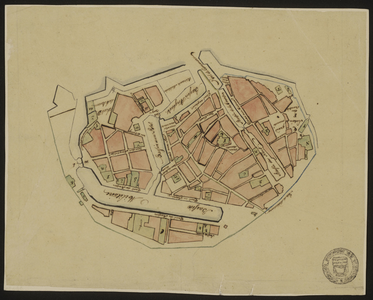 2700 (c. 1825.) (Kopieën.). Plattegrond der stad Vlissingen, zooals die in 1812 door Fransche ingenieurs is geteekend 1 ...