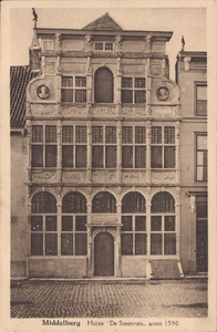 111-51 Middelburg Huize De Steenrots anno 1590De gevel van het huis In den Steenrotse aan de Dwarskaai te Middelburg
