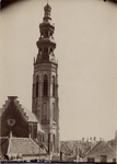 1981.131-6 Gezicht op de Abdijtoren (Lange Jan) en westgevel van de Nieuwe Kerk te Middelburg