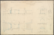 K-676 1856, [2de helft 19de eeuw]. Tekeningen van een te bouwen spuisluis met toldeur te Brouwershaven en van de ...