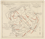 K-55 [19e eeuw]. Situatie van een gedeelte van de Watering Cadzand, met in rood aangegeven de aan te leggen grindwegen, ...