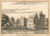 11-1349 Het Slot van Bruelis. 1743. Het kasteel Bruelis te Kapelle, van opzij