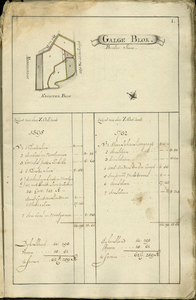 AR-0460-24-005 Kaartboek der Heerlijkheid Noortgouwe volgens de veldboeken van de jaaren 1595 en 1782 / Galge Blok. ...