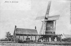 B-0870 Bruinisse. Verlengde Molenstraat. Molen de Zwaluw uit 1866, met molenaarswoning. De molen werd beheerd door ...