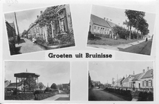 B-1746 Bruinisse. Linksboven: de Schipperslaan; rechtsboven de Noordstraat. De onderste foto's zijn van de Deestraat, ...