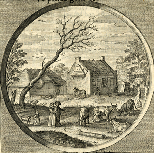 BB-0323-24 Illustratie in de Nederduytsche poëmata van Adriaen Hoffer, p. 389. Beatus ille .../ Geluckigh is de Man die ...