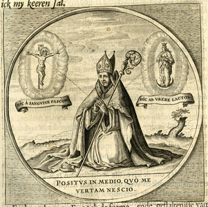 BB-0323-5 Illustratie in de Nederduytsche poëmata van Adriaen Hoffer, p. 19. Bisschop Ghijsbertus Masius van ...