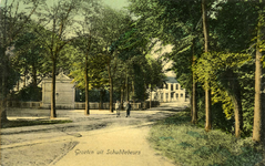 BRO-0544 Schuddebeurs. Donkereweg. Van 1900 tot 1914 bevond zich op deze plaats, voor café Schuddebeurs, tramhalte ...