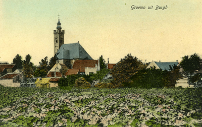 BUR-0458 Burgh. Het dorp met de Kerk vanuit het oosten gezien