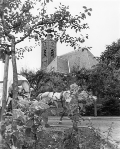 KZN-1392 Burgh. Dorpsring. Nederlands Hervormde kerk en perenbomen.