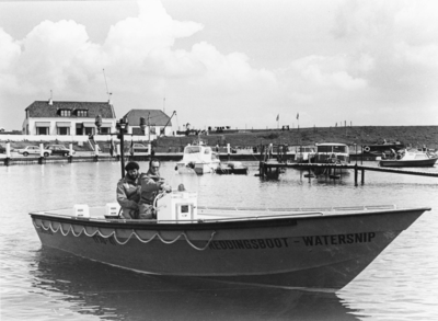 M-0091 Kerkwerve / Flaauwers. Werkhaven. Ingebruikneming reddingsboot Watersnip .