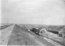 M-0354 Kerkwerve. Provinciale weg (N 59). Boerderij d' Oute Poppe (Houten Poppe) gelegen aan de Oosterscheldedijk.