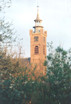 W-1170 Burgh De Burghse kerktoren gezien vanuit het westen. Tijdens de tweede wereldoorlog werd de toren door een ...