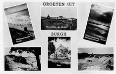 W-1924 Burgh Fotokaart van Burgh van J. v.d. Berge waarop 6 kleinere zijn gedrukt. Resp. het westenschouwense strand, ...