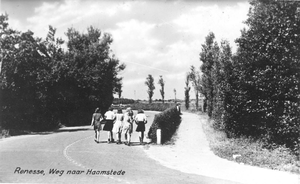 WA-0072 Renesse. Vroonweg Renesse-Haamstede, ter hoogte van de bocht voor Café Pension Het Schuijlhuis . De Vroonweg ...