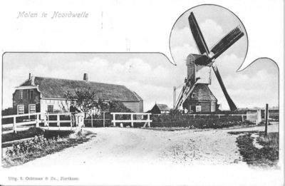 WA-0843 Noordwelle. De molen aan de noordzijde van het dorp.