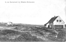 WA-1143 Westenschouwen. Kraaijesteinweg. Tussen 1915 en 1930 werden midden in opgaande westerduinen aan de rand voor ...
