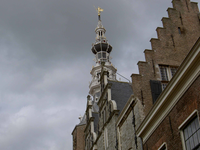 X-3486 Zierikzee. Toren stadhuis Meelstraat. Toren, gezien vanaf de Meelstraat.