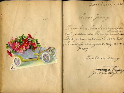 X-3723 Poëziealbum van Jannie Groenendijk te Zierikzee, begonnen toen zij 8 jaar oud was. Pagina 14